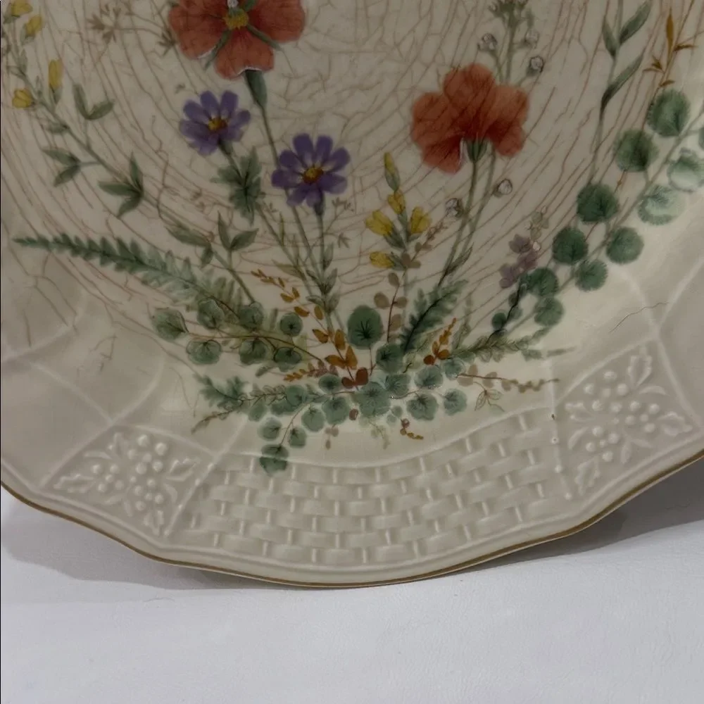Mikasa Fine Ivory Margaux 11 Inch Dinner Chop Plate Floral Motif Gold Edge Japan
